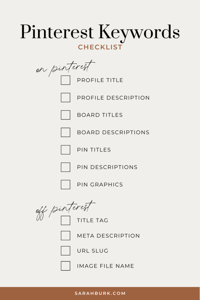 Pinterest keywords checklist