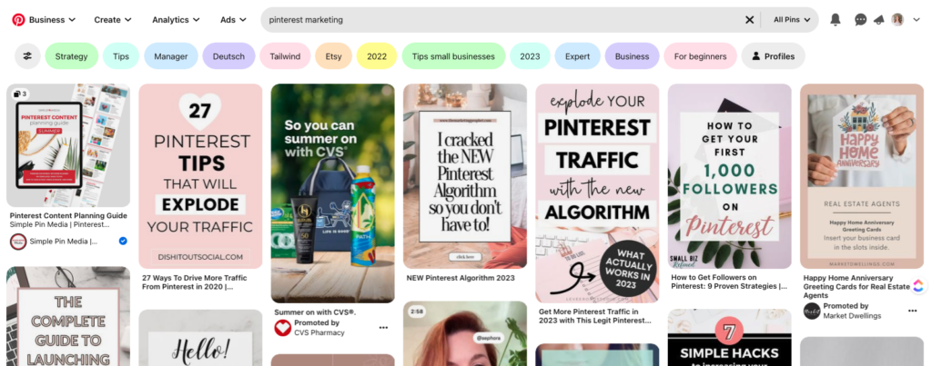 Pinterest guided search keyword bubbles