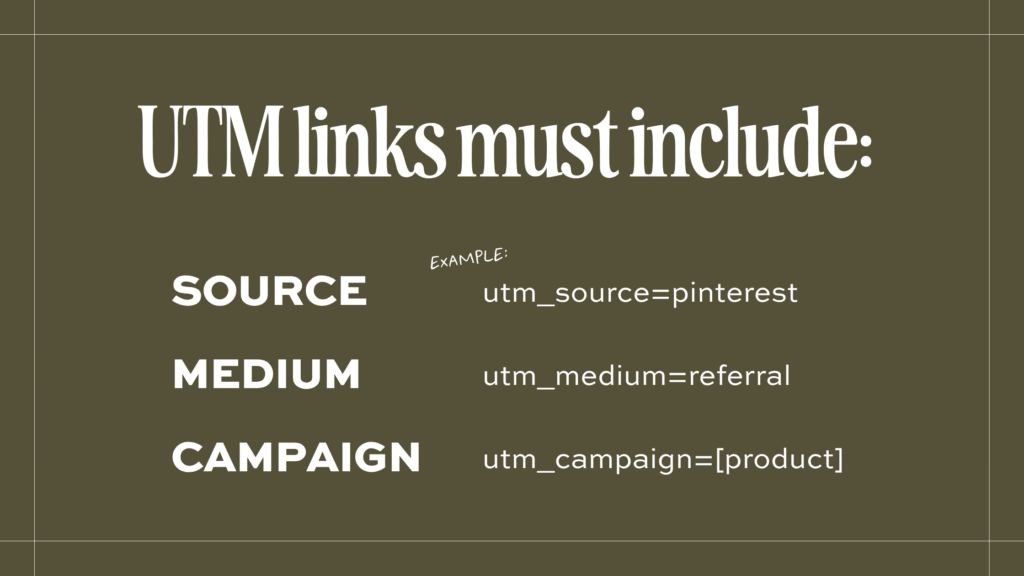 Example of minimum UTM parameters to accurately track Pinterest traffic